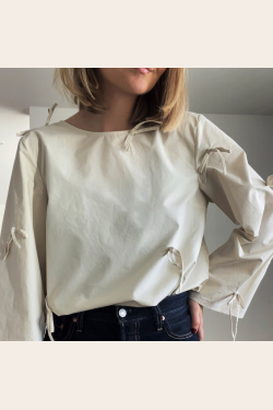 Bow Blouse - Beige
