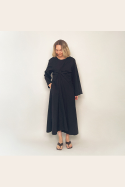 Draped Knot Dress - Black