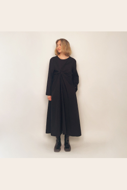 Draped Knot Dress - Black