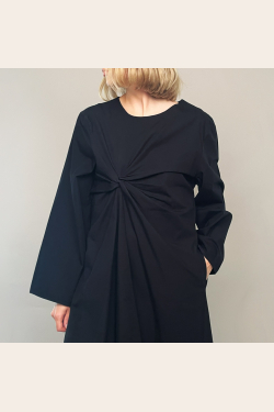 Draped Knot Dress - Black