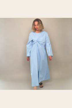 Draped Knot Dress - Blue