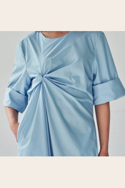 Draped Knot Dress - Blue