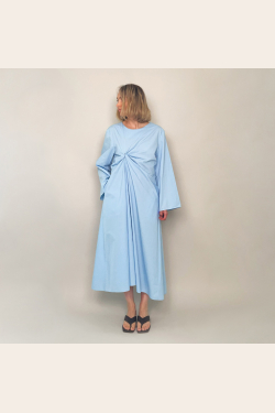 Draped Knot Dress - Blue